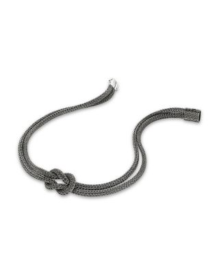 Dark Sterling Silver Love Knot Double Strand Necklace, 14"