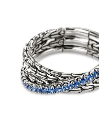 Sterling Silver Essentials Blue Sapphire Pav&eacute; Crossover Ring