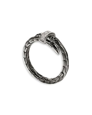 Dark Sterling Silver Spear Diamond Wrap Ring