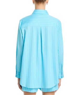 Alexis Poplin Double Stripe Button Down Shirt & Drawstring Shorts