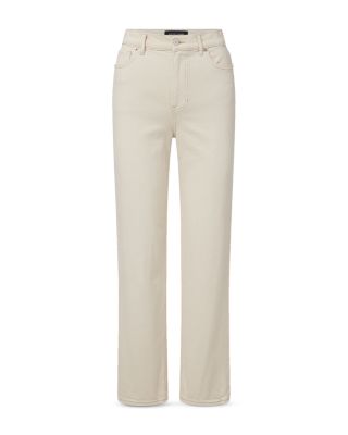 Leah Mid Rise Straight Jeans in Ecru