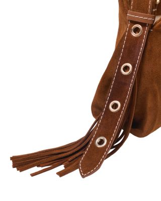 Miss M Mini Fringed Brown Suede Crossbody Bag