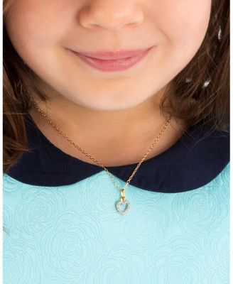  Children's 14K Gold Pure Splendor Diamond Heart Girls' 12-14" Necklace
