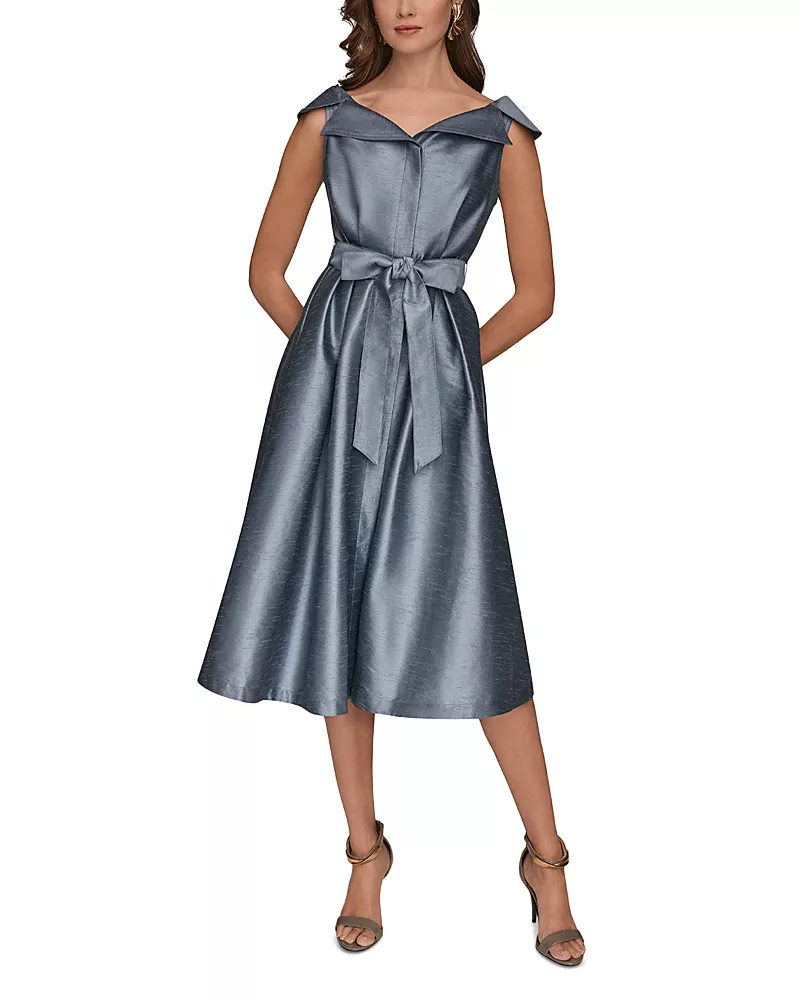 Donna Karan Belted Fit-and-Flare Dress