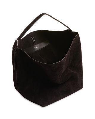 Belted Suede Tote in Chocolate