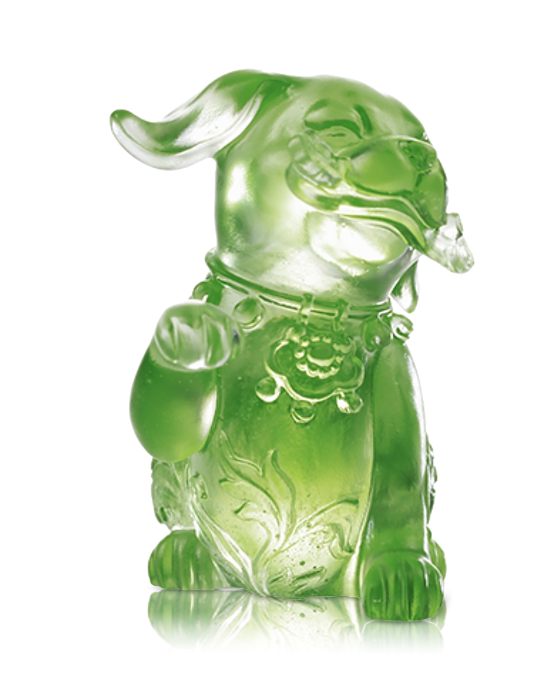 Liuli Ruyi's Twelve Blessings Prosperity Follows Woof Woof Crystal Glass Sculpture