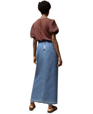 Denim Split Front Maxi Skirt