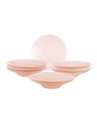  Pressed Pink Glass Small Plates - Set of 6
