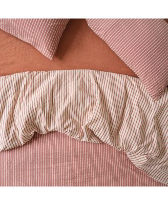 Textured Stripe Cotton Duvet Cover, Twin