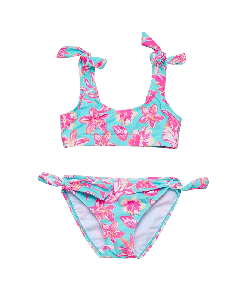 Snapper Rock Girls' Tropical Glow Recycled Crop Bikini - Little Kid, Big Kid