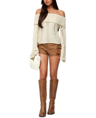 Renna Distressed Fold Over Knit Top