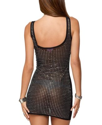 Alida Rhinestone Sheer Mesh Mini Dress