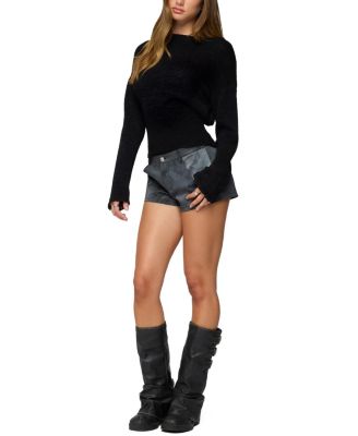  Rhiley Contrast Faux Suede Micro Shorts