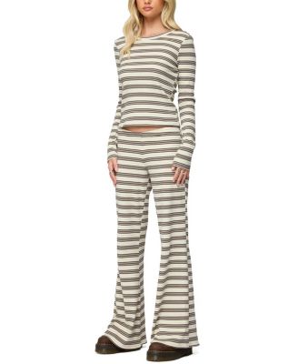Avalie Striped Ribbed Long Sleeve T Shirt