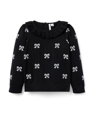 Janie and Jack Girls' Bow Puff Sleeve Sweater - Baby, Little Kid, Big Kid