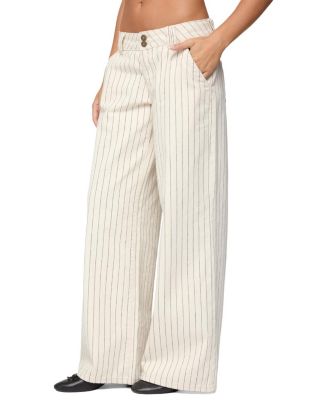  Cory Striped Low Rise Baggy Jeans in Cream Washed