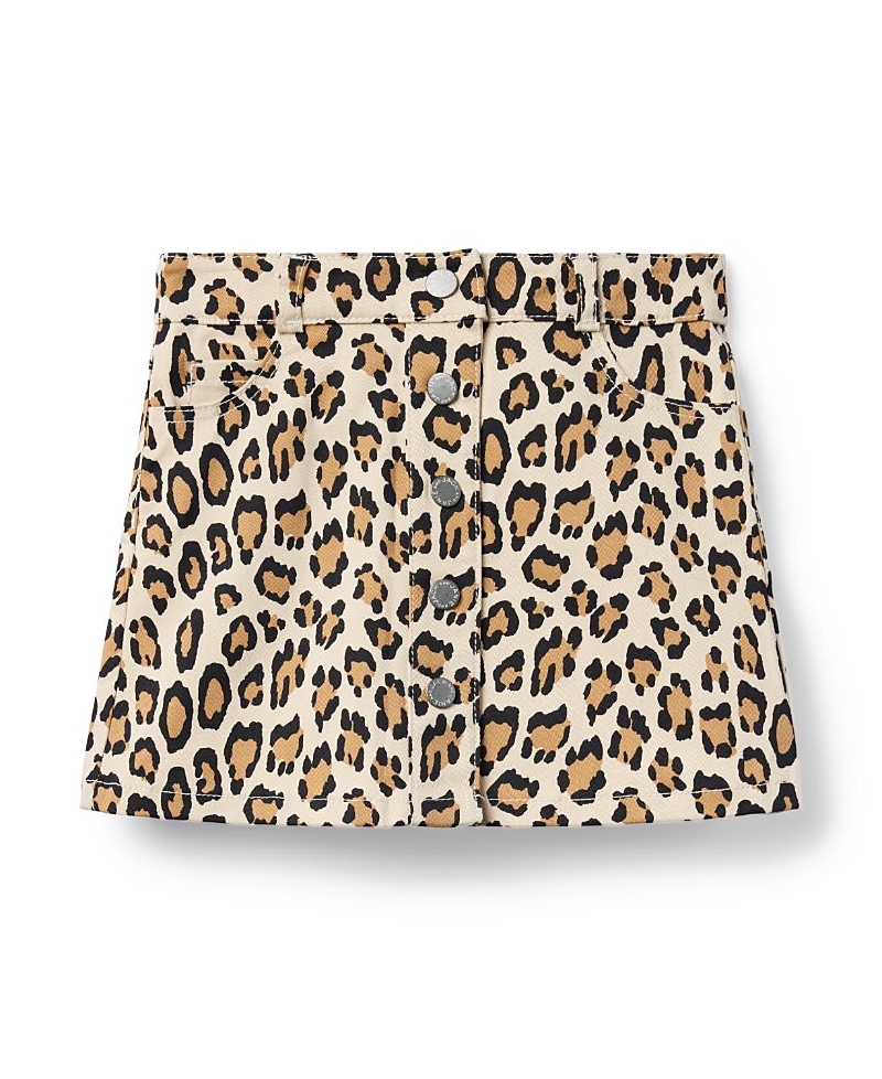 Janie and Jack Girls' Leopard Button Skirt - Baby, Little Kid, Big Kid