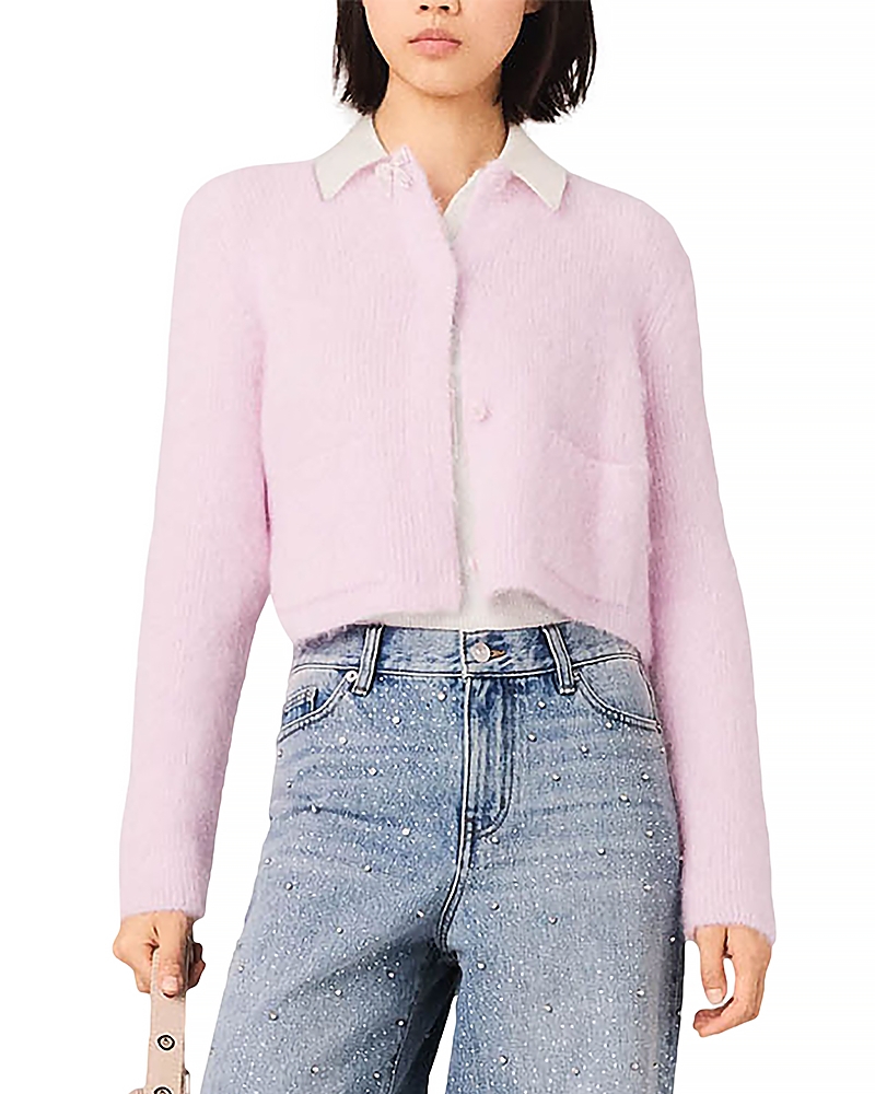 Maje Jeweled Bow Cardigan