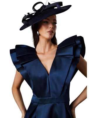 Frill Sleeve V-Neck Midi Dress