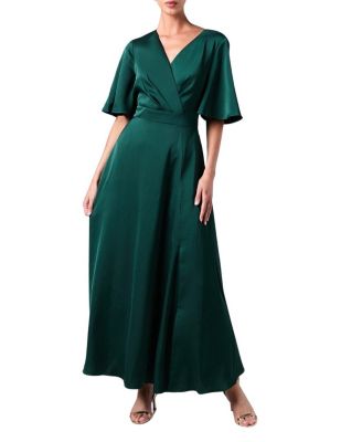 Wrap Satin Maxi Bridesmaids Dress