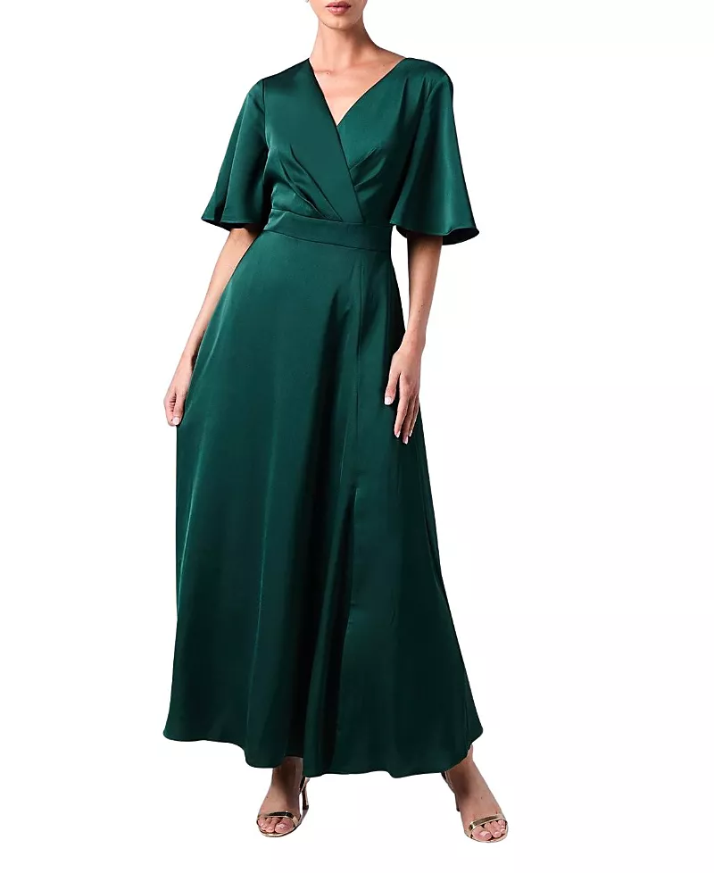 Coast Wrap Satin Maxi Bridesmaids Dress