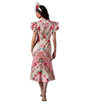 Lisa Printed Ruffle Hem Midi Dress