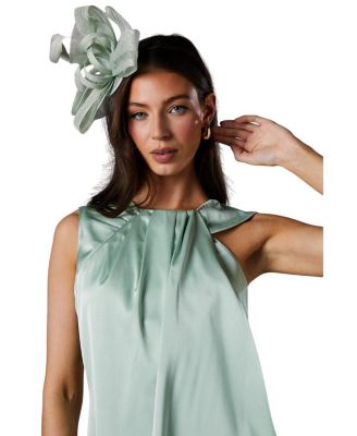 Sleeveless Satin Frill Midi Dress