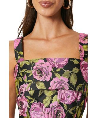 Wide Strap Jacquard Midi Dress