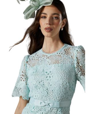  Lace Bow Belt Midi Dress