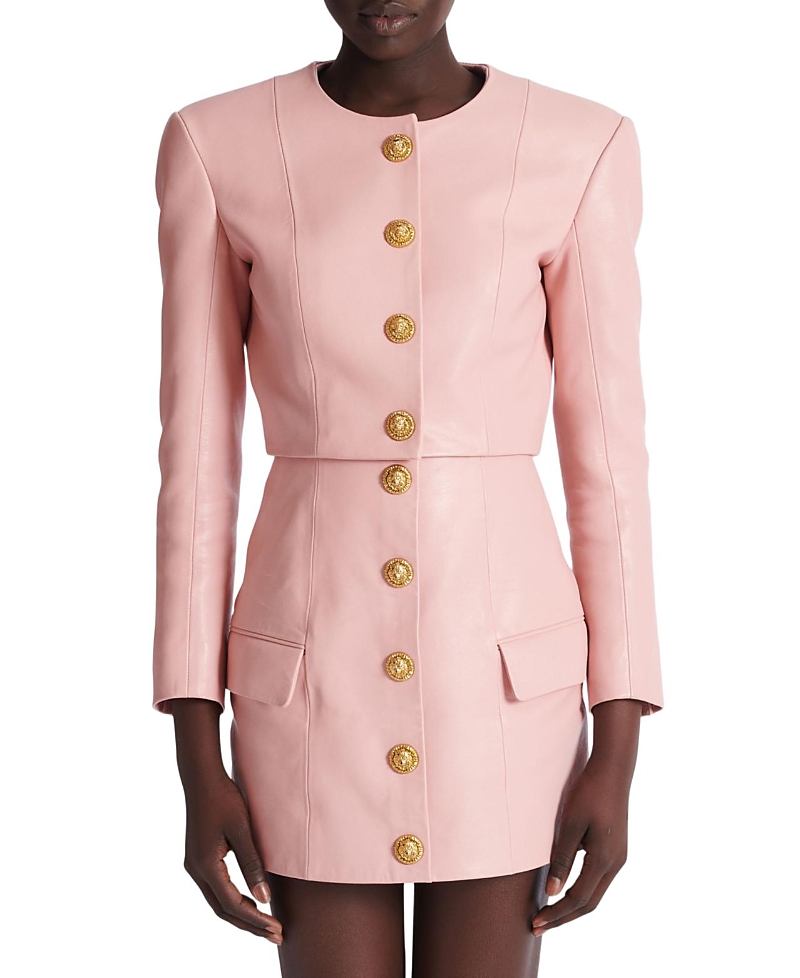 Balmain Cropped Lambskin Jacket