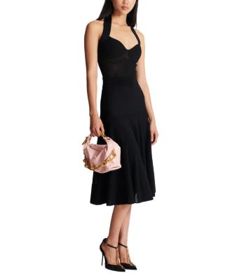 Balmain Halterneck Pleated Knit Midi Dress | Bloomingdale's Women