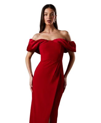 Volume Sleeve Corset Column Maxi Dress