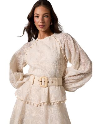 Long Sleeve Tiered Skirt Belted Dress