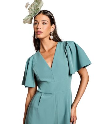 Flutter Sleeve Plunge Jumpsuit