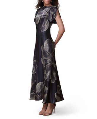 Women's Floral Print Satin Midi Dress