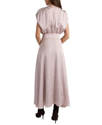 Talia Cap Sleeve Midi Fit and Flare Dress in Tonal Jacquard