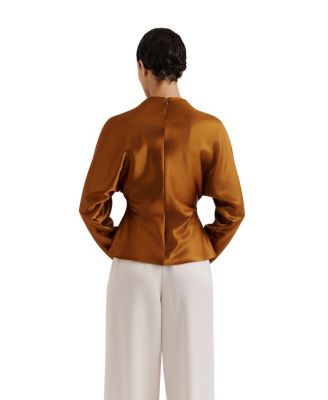 Zora Barrel Sleeve Satin Blouse
