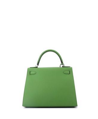 Kelly 28 Handbag Green Epsom with Palladium Hardware