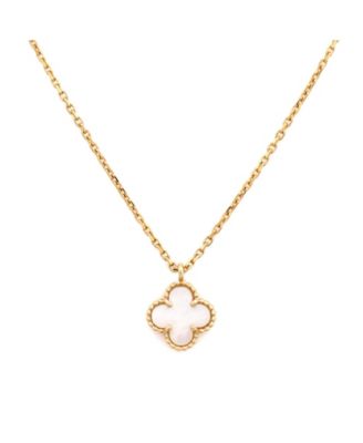  Sweet Alhambra Pendant Necklace 18K Gold and Mother of Pearl, 14.75 - 15.5"