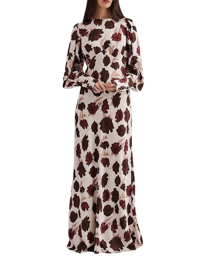 Malina Alize Long Sleeved Satin Maxi Dress