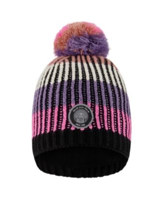 Girls' Lined Knit Pompom Hat Stripes - Baby, Little Kid, Big Kid
