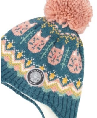 Girls' Lined Peruvian Knit Pompom Hat - Little Kid, Big Kid
