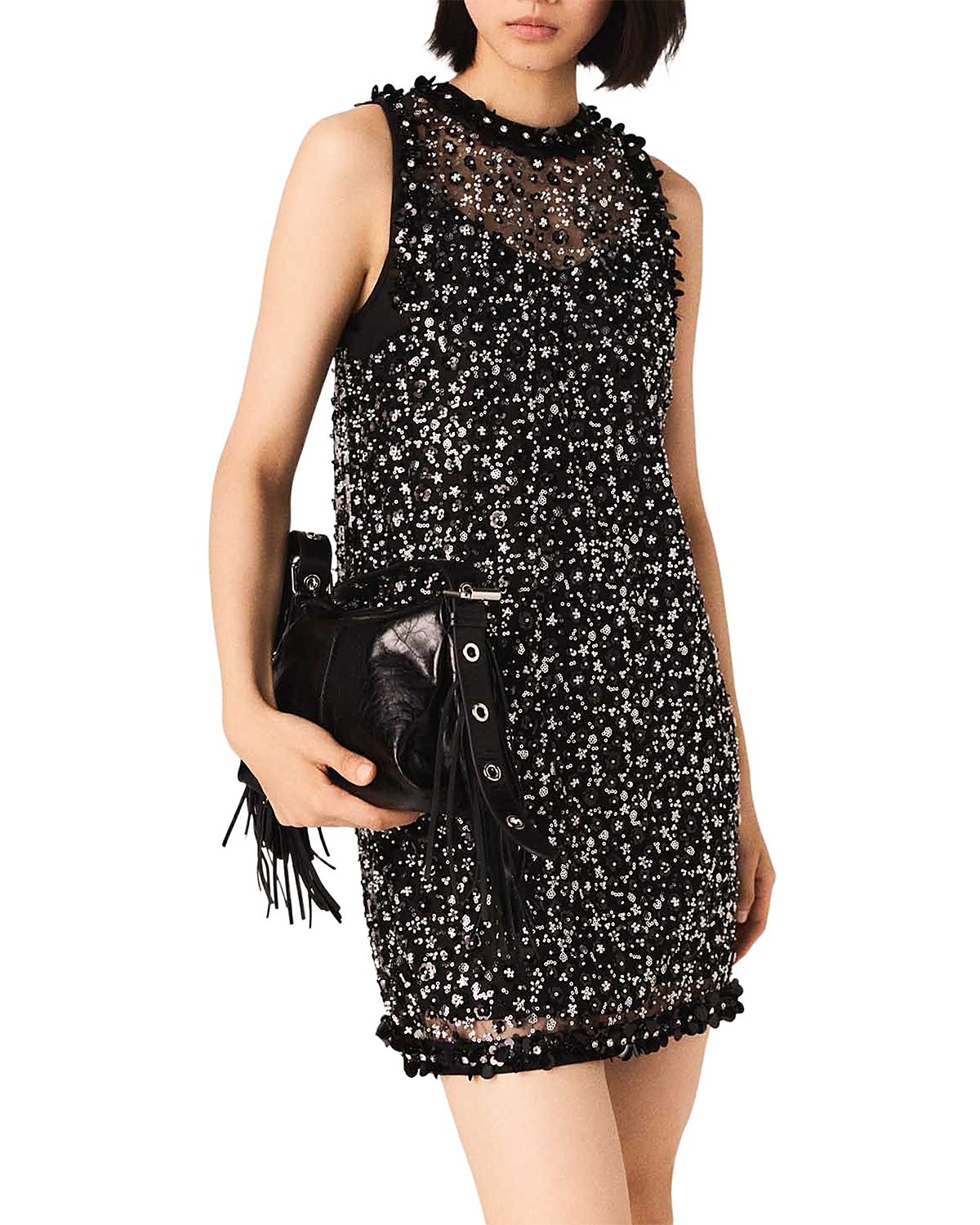 Maje Floral Sequinned Embroidered Dress