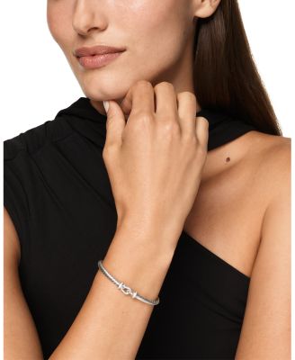 Cable Flex Buckle Bracelet in Sterling Silver with Diamonds, 4mm