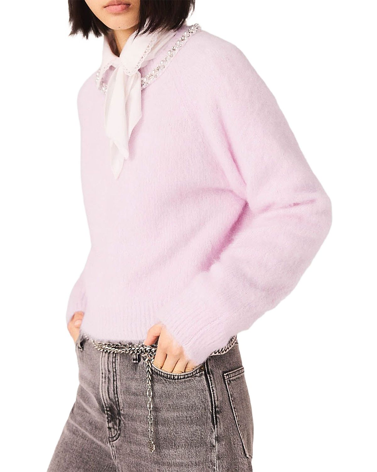 Maje Jewelry Collar Sweater