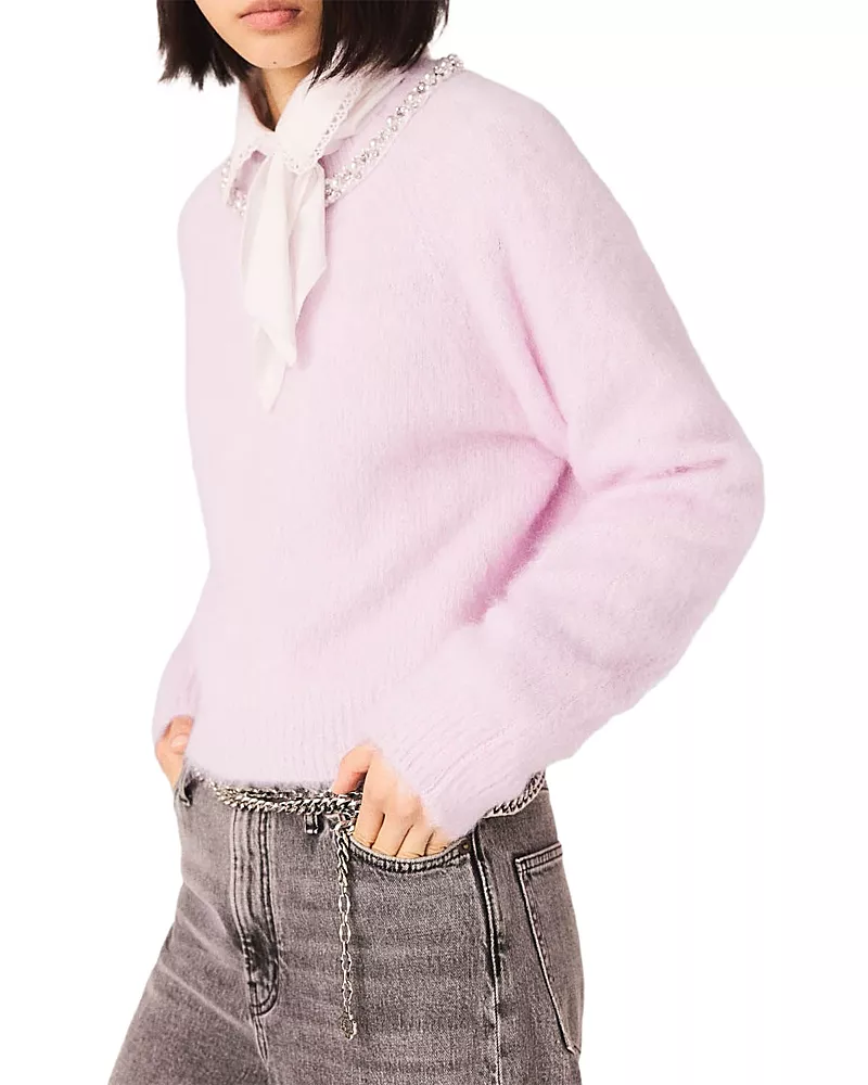 Maje Jewelry Collar Sweater