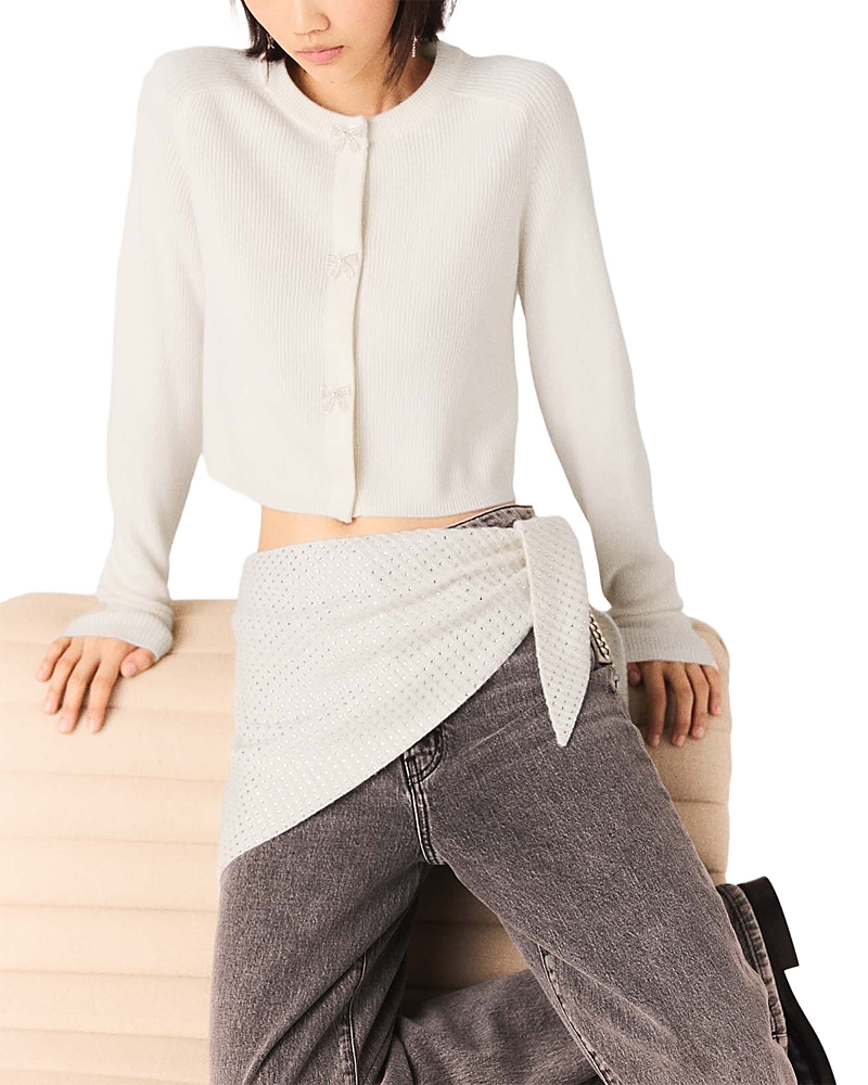 Maje Bow Jewelry Button Wool Cardigan