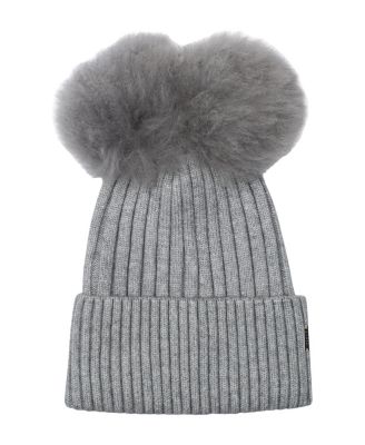 Gorski Knit Hat with Double Toscana Lamb Pompom