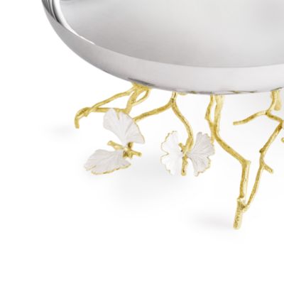 Butterfly Gingko Gold Tone Fruit Bowl