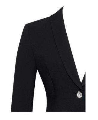 Ria Blazer Mini Dress with Crystal Button and Pleated Detail